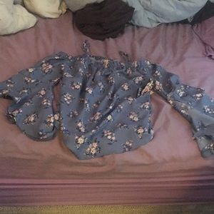 Blue floral off the shoulder